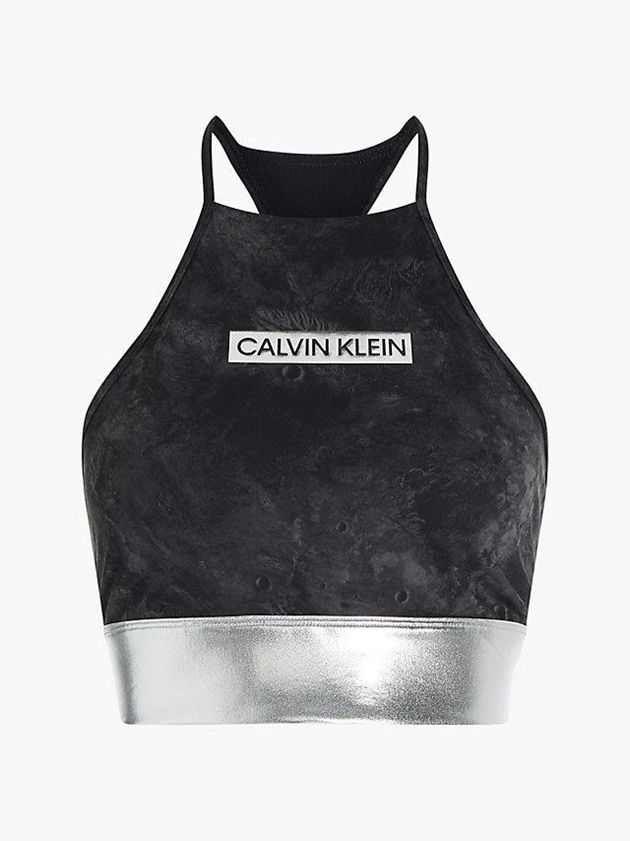 Calvin Klein USA Printed Low Support Sports Womens Bra Black 7325816-XN